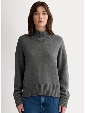 Everlane The Boxy Turtleneck in Everyday Cotton Women's Size XS Dark Gray NWT!